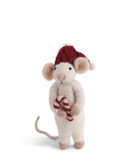 White Mouse with Candy Cane