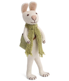 Big Bunny - White with Green Scarf and Satchel 
