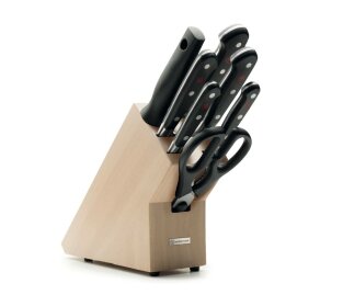 Classic Knife Set with Wooden Knife Block (Natural)