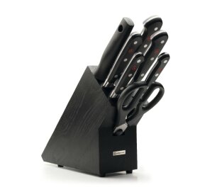 Classic Knife Set with Wooden Knife Block (Black)