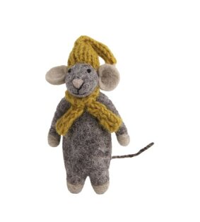 Day and Age Grey Mouse with Yellow Hat & Scarf