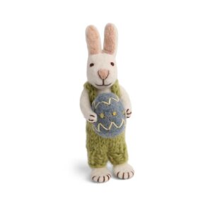 Day and Age Bunny - White with Green Pants and Blue Egg