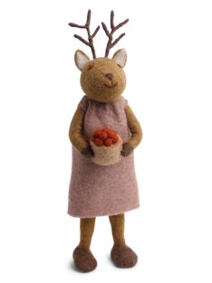 Big Brown Girly Deer with Berries