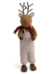 Day and Age Big Brown Boy Deer with Grey Pants & Scarf