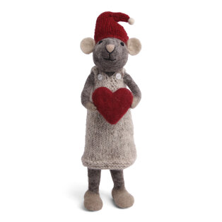 Big Grey Girly Mouse with Heart