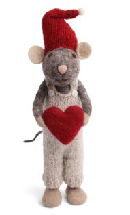 Big Grey Boy Mouse with Heart