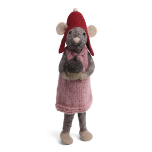 Big Grey Girly Mouse with Acorn