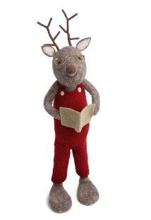 Day and Age X-Large Grey Boy Deer with Book