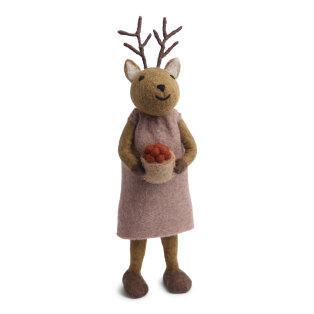 X-Large Brown Girly Deer with Berries