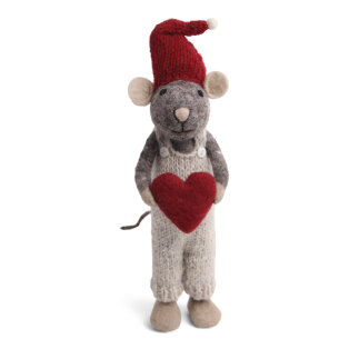 X-Large Grey Boy Mouse with Heart