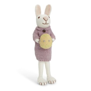 Day and Age Big Bunny - White with Purple Dress & Yellow Egg