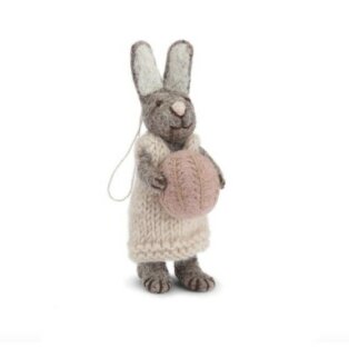 Day and Age Bunny - Grey with Light Grey Dress & Lavender Egg