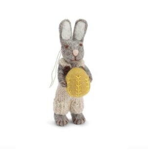 Day and Age Bunny - Grey with Light Grey Pants & Yellow Egg