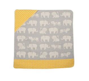 Baby Hooded Blanket - Zoo - Grey/Yellow