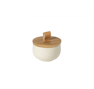 Pacifica Salt Cellar with Wood Lid - Vanilla (9cm)