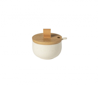 Pacifica Sugar Bowl with Wood Lid - Vanilla