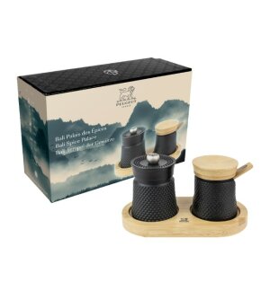 Bali Black Cast-Iron Pepper Mill & Salt Cellar (Gift Set)