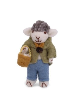 Day and Age Grey Sheep with Green Jacket & Egg Basket