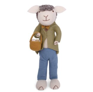 XL Grey Sheep with Green Jacket & Egg Basket