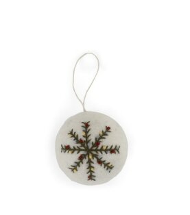Day and Age Christmas Bauble - White w/Embroidered Snowflake