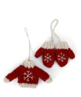 Day and Age Knitted Sweater & Gloves - Red